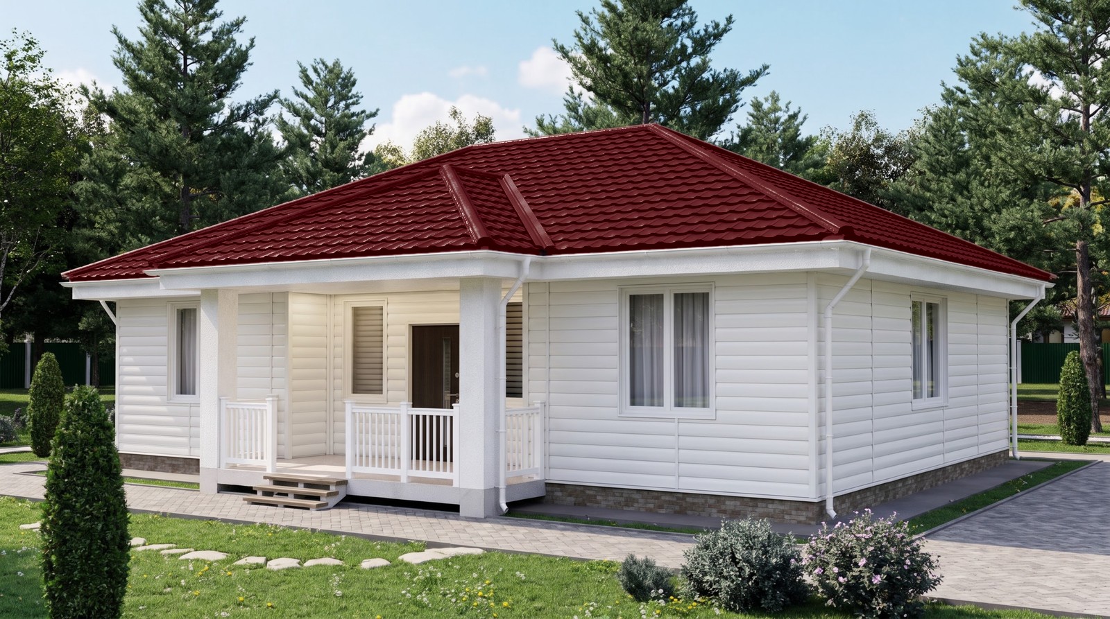 Дом с кровлей Геркулес 25, цвет винно-красный, RAL 3005
