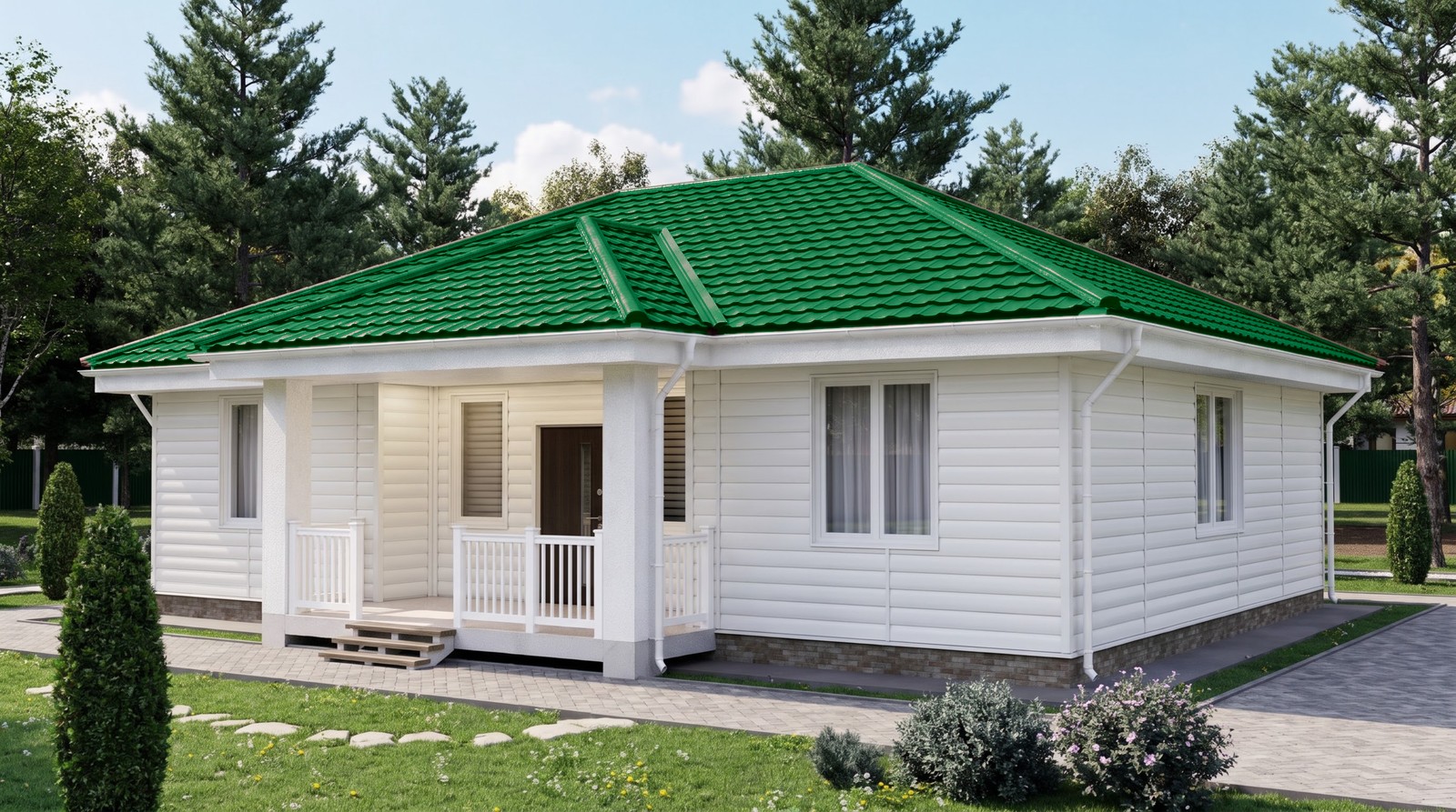 Дом с кровлей Геркулес 25, цвет мятно-зелёный, RAL 6029
