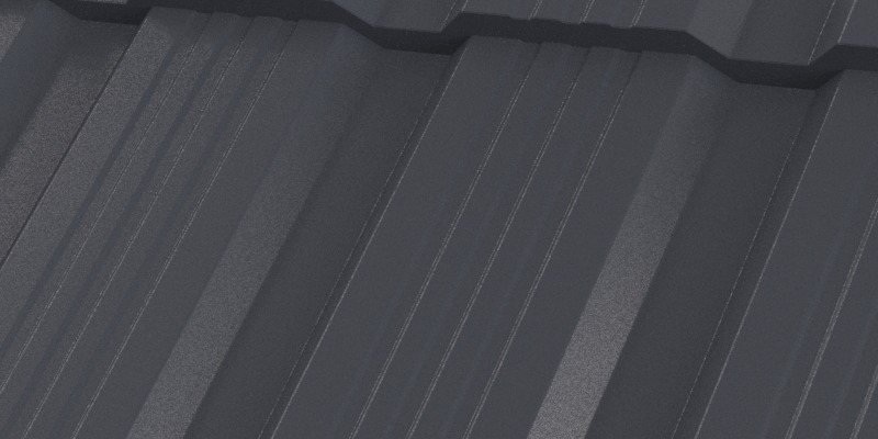 Рельеф Каскад крупным планом, покрытие pur pruf, цвет графитовый серый, RAL 7024