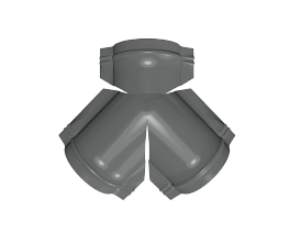 Тройник Y конька круглого 625x510 мм, 7037 пыльно-серый глянцевый