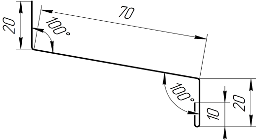Отлив простой 20х70х20 мм, 3011 коричнево-красный глянцевый