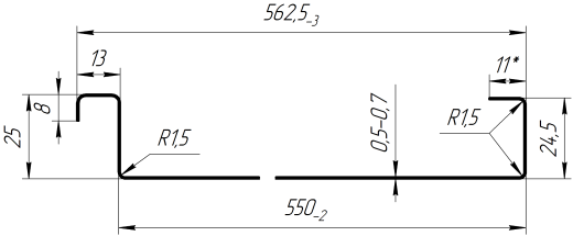 Фальцевая кровля 562/550x0,65 мм, 7005 мышино-серый глянцевый
