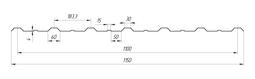 Профнастил НС16 1150/1100x0,3 мм, 9006 бело-алюминиевый глянцевый
