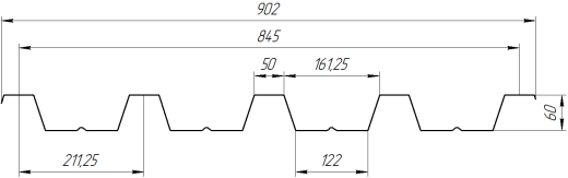 Профнастил Н60 902/845x0,65 мм, 7005 мышино-серый глянцевый