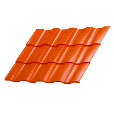 Металлочерепица Геркулес 25 1200/1150x0,45 мм, 2004 оранжевый глянцевый
