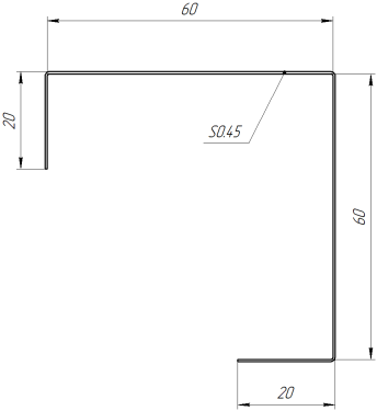 Декоративная накладка угловая 20x60x60x20 мм, Морион 3D