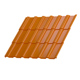 Металлочерепица Супермонтеррей 1180/1100x0,5 мм, 2011 насыщенный оранжевый глянцевый