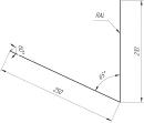 Планка примыкания верхняя к трубе фальц 250x210 мм, 7011 железно-серый глянцевый