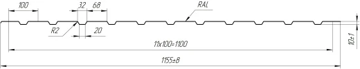 Профнастил С10 1155/1100х0,45 мм, Дуб Кельтик 3D