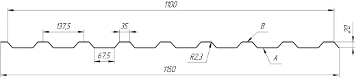 Профнастил С20A 1150/1100x0,65 мм, 6005 зеленый мох глянцевый